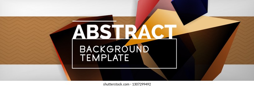 Dark 3d triangular low poly shapes abstract background, vector minimal geometric poster design