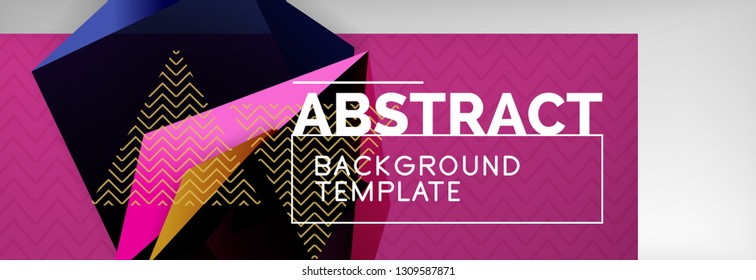 Dark 3d triangular low poly shapes abstract background, vector minimal geometric poster design