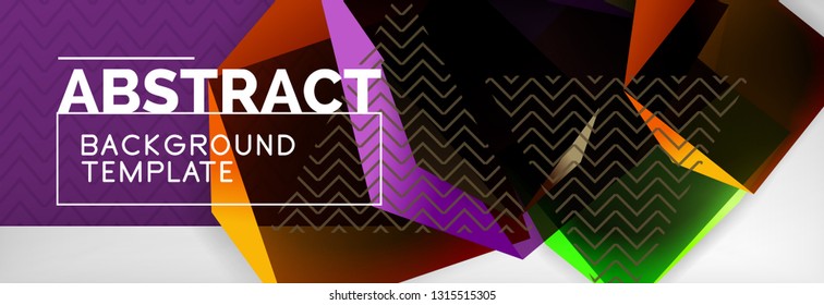Dark 3d triangular low poly shapes abstract background, vector minimal geometric poster design
