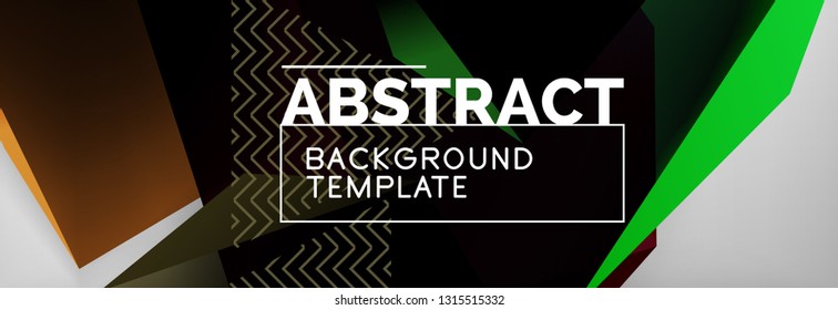 Dark 3d triangular low poly shapes abstract background, vector minimal geometric poster design