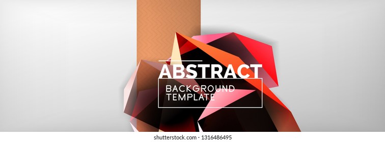 Dark 3d triangular low poly shapes abstract background, vector minimal geometric poster design