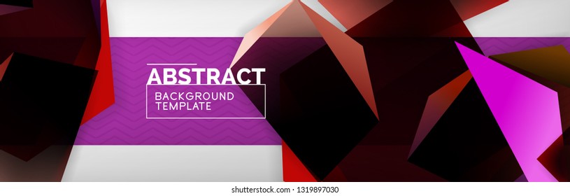 Dark 3d triangular low poly shapes abstract background, vector minimal geometric poster design