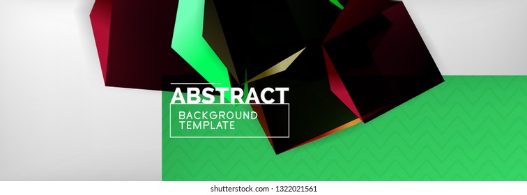 Dark 3d triangular low poly shapes abstract background, vector minimal geometric poster design