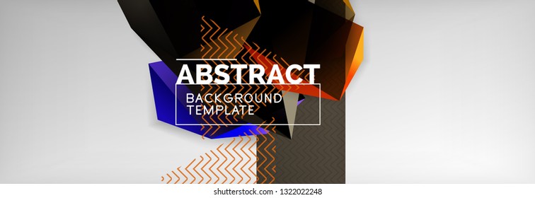 Dark 3d triangular low poly shapes abstract background, vector minimal geometric poster design