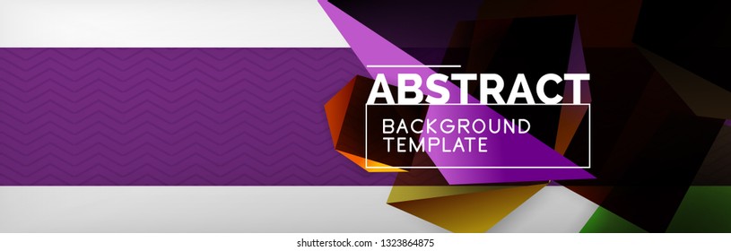 Dark 3d triangular low poly shapes abstract background, vector minimal geometric poster design