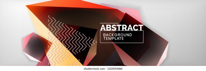 Dark 3d triangular low poly shapes abstract background, vector minimal geometric poster design