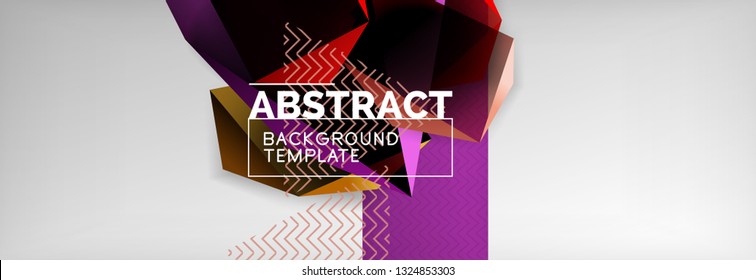 Dark 3d triangular low poly shapes abstract background, vector minimal geometric poster design