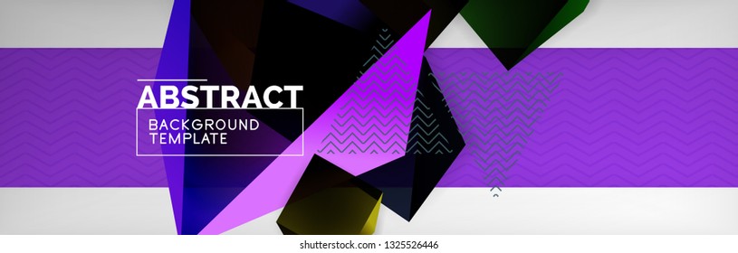 Dark 3d triangular low poly shapes abstract background, vector minimal geometric poster design
