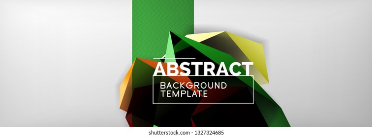 Dark 3d triangular low poly shapes abstract background, vector minimal geometric poster design