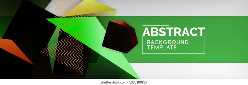 Dark 3d triangular low poly shapes abstract background, vector minimal geometric poster design