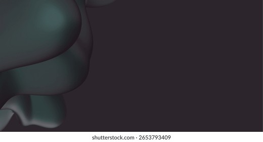 Forma orgânica 3D abstrata escura com textura suave e sombras misteriosas. Plano de fundo surreal para design