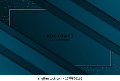 Dark abstract background with black metallic overlap layers. Texture with silver and golden glitters dots element decoration.