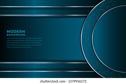 Dark abstract background with black metallic overlap layers. Texture with silver and golden glitters dots element decoration.