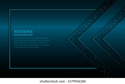 Dark abstract background with black metallic overlap layers. Texture with silver and golden glitters dots element decoration.