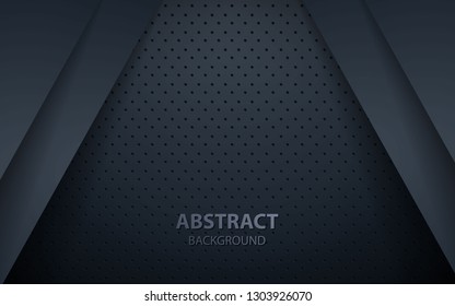 Dark abstract background with black overlap layers. Texture element decoration.
