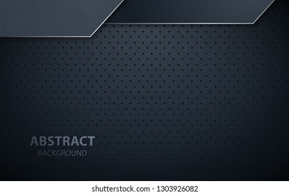 Dark abstract background with black overlap layers. Texture element decoration.