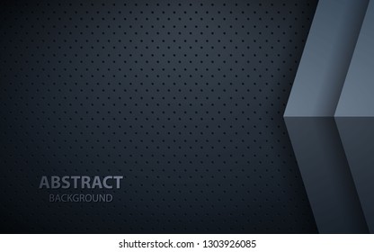Dark abstract background with black overlap layers. Texture element decoration.