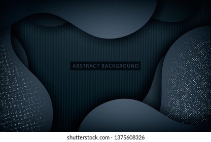 Dark abstract background with black overlap layers. Texture with silver glitters dots element decoration.