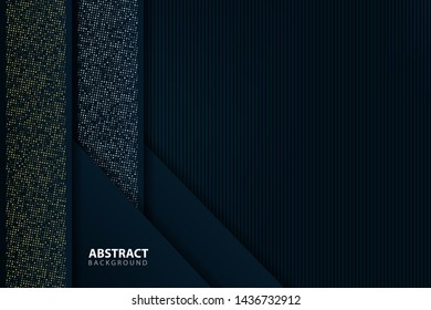 Dark abstract background with black overlap layers. Texture with
silver and golden glitters dots element decoration.