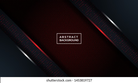 Dark abstract background with black overlap layers. Texture with red and arrow element decoration. Modern Background Design. vector illustration . 