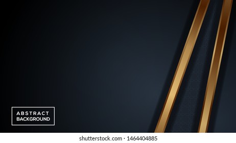 Dark abstract background with black overlap layers. Texture with golden effect element decoration. Luxury design concept. modern template design. vector illustration . 