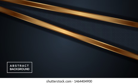 Dark abstract background with black overlap layers. Texture with golden effect element decoration. Luxury design concept. modern template design. vector illustration . 