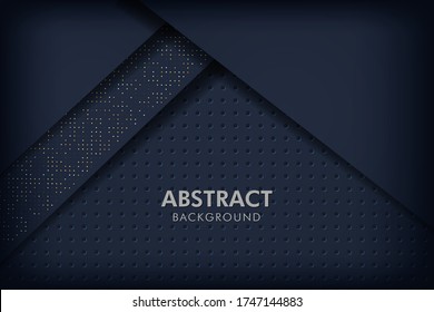 Dark abstract background with black overlap layers. Texture with silver glitters dots element decoration EPS10 Vector