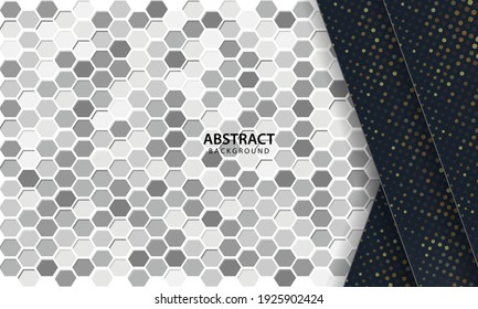 Dark abstract background with black overlap layers. Texture with hexagon textured background.