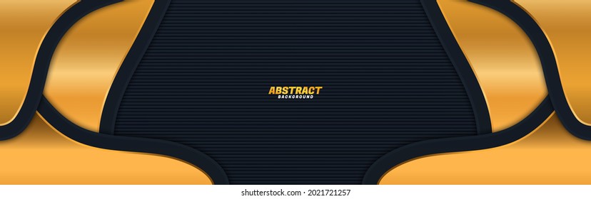 Fondo abstracto oscuro con capas de solapamiento negro. Textura con efecto dorado de decoración de elementos. Diseño de lujo. diseño moderno de plantillas. ilustración vectorial.