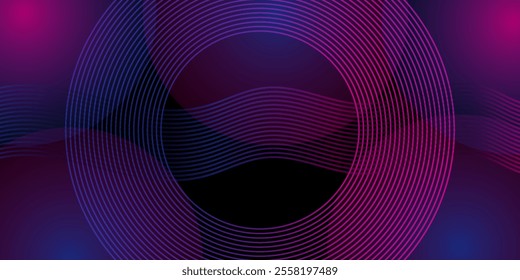 Dark abstract background with black overlap layers. Texture with gradient line element decoration.
