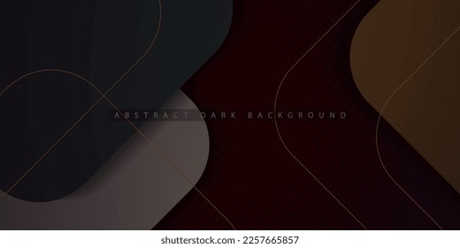Dark abstract background with black,green and brown color on background. Shadow combination. Square rounded overlap background. Eps10 vector