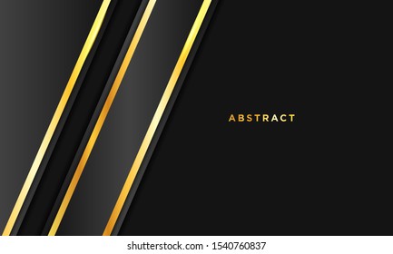 	
Dark abstract background with blue black overlap layers. Texture with cross line golden element decoration.