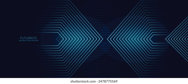 Dunkler abstrakter Hintergrund mit blau leuchtenden Linien. Geometrisches Streifenliniendesign. Moderne glänzende blaue Linien. Futuristisches Technologiekonzept.