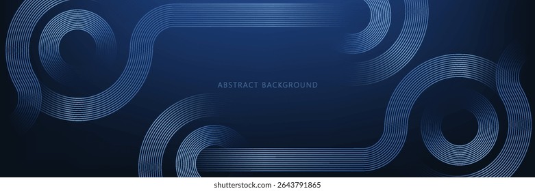 Dark abstract background with blue glowing circle lines. Geometric stripe line art design. Modern shiny blue lines. Futuristic technology concept.vector eps10