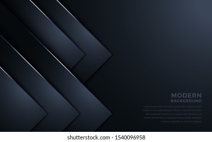 Dark abstract background with dark blue overlap layers. Texture with metallic effect element decoration. Luxury design concept