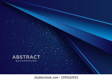 Dark abstract background with blue overlap layers. Background overlap layer with glitters.
