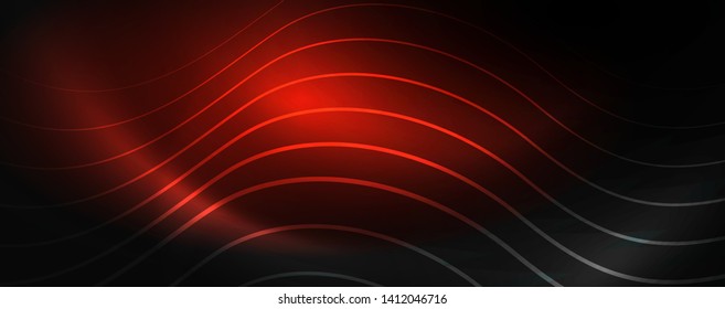 Dark abstract background with bright color neon lights and lines. Glowing background, vector futuristic techno template