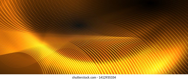 Dark abstract background with bright color neon lights and lines. Glowing background, vector futuristic techno template
