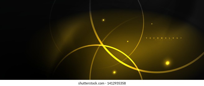 Dark abstract background with bright color neon lights and lines. Glowing background, vector futuristic techno template