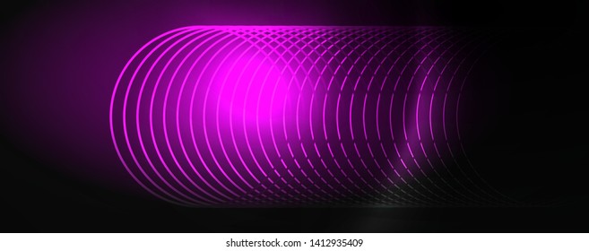 Fondo abstracto oscuro con luces de neón de color brillante y líneas. Fondo brillante, plantilla de tecnología vectorial futurista