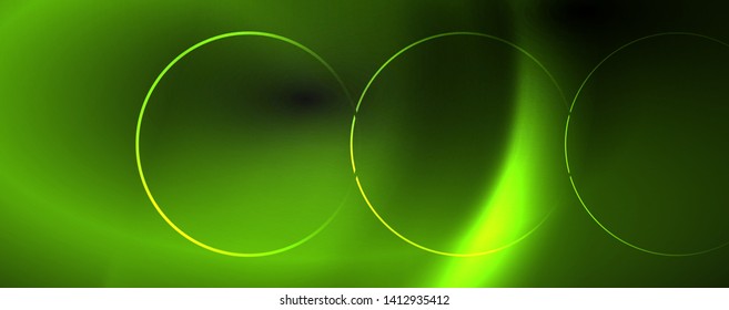 Dark abstract background with bright color neon lights and lines. Glowing background, vector futuristic techno template