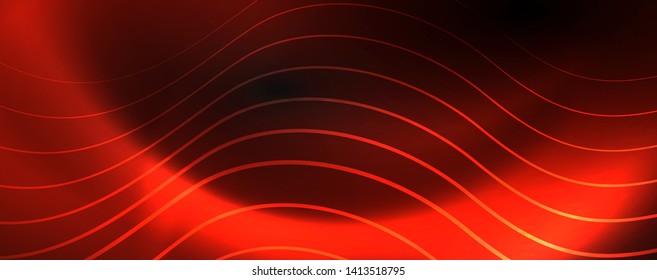 Dark abstract background with bright color neon lights and lines. Glowing background, vector futuristic techno template