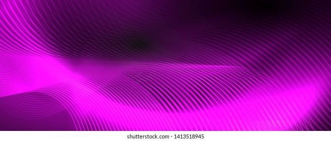 Fondo abstracto oscuro con luces de neón de color brillante y líneas. Fondo brillante, plantilla de tecnología vector futurista