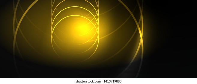 Dark abstract background with bright color neon lights and lines. Glowing background, vector futuristic techno template