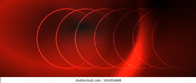 Dark abstract background with bright color neon lights and lines. Glowing background, vector futuristic techno template