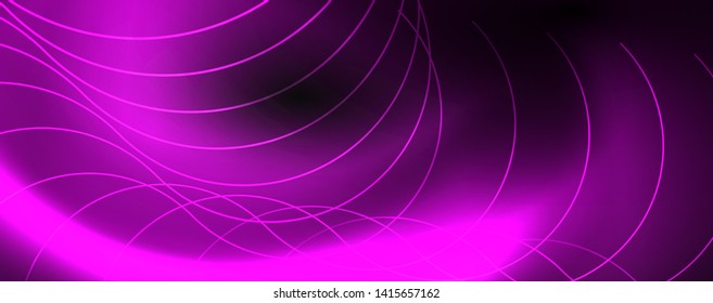 Dark abstract background with bright color neon lights and lines. Glowing background, vector futuristic techno template