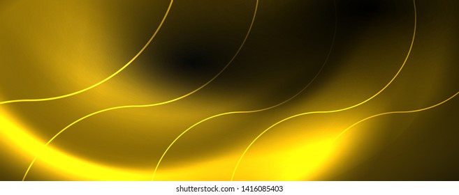 Dark abstract background with bright color neon lights and lines. Glowing background, vector futuristic techno template