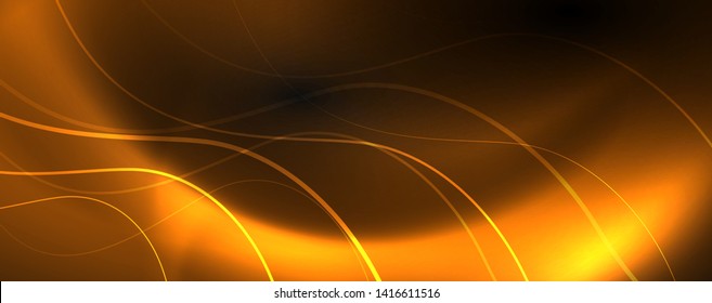 Dunkler abstrakter Hintergrund mit hellen Neonleuchten und Linien. Glühender Hintergrund, Vektorfuturistische Techno-Vorlage