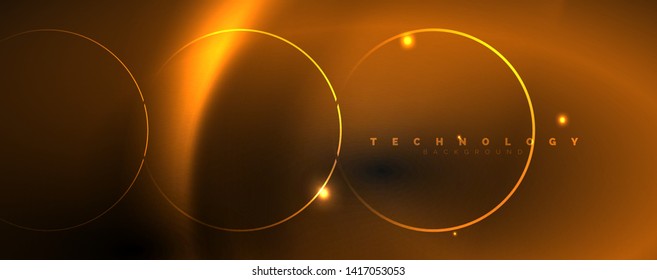 Dark abstract background with bright color neon lights and lines. Glowing background, vector futuristic techno template