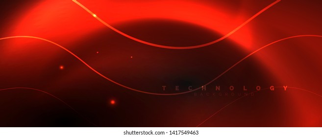 Dark abstract background with bright color neon lights and lines. Glowing background, vector futuristic techno template